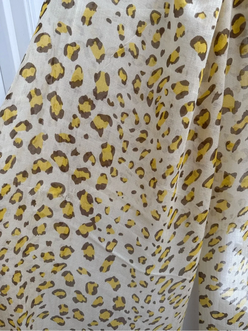Leopard Print Yellow Scarf (20% Silk)